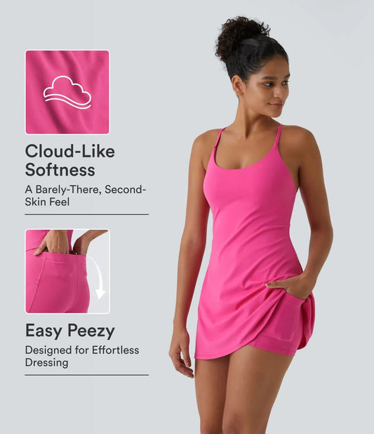 SoftlyZeroTM Plush Backless Active Dress- Easy Peezy Edition