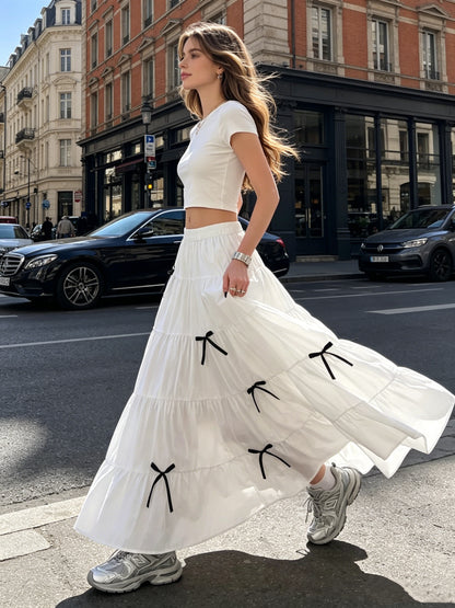 Plain Ruched Tiered Skirt