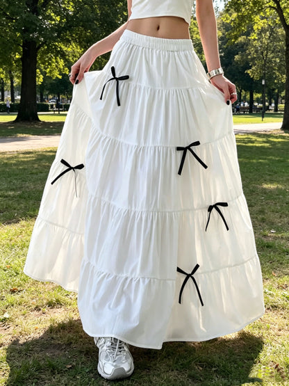Plain Ruched Tiered Skirt