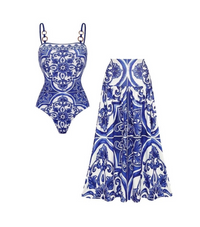 Swimsuit and skirt