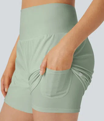 SoftlyZeroTM Airy Super High Waisted 2- in-1 InstantCool Yoga Shorts with Pockets