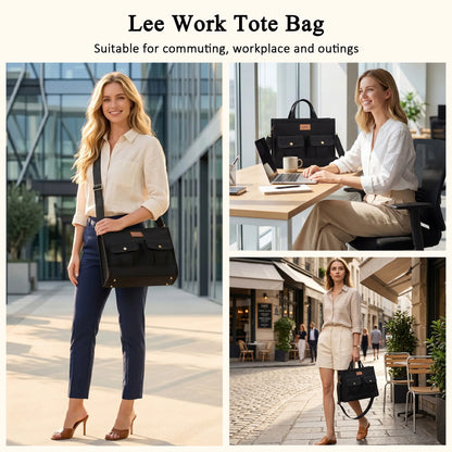 Lee work tote bag, message bag, with multiple pockets, very practical, large capacity, can hold an iPad and a 13-inch laptop, suitable for use at work or school.