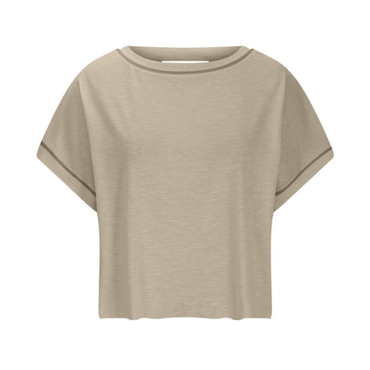 AWomen's Open BackCrop Top - OversizedStretch Tee for Yoga &Street