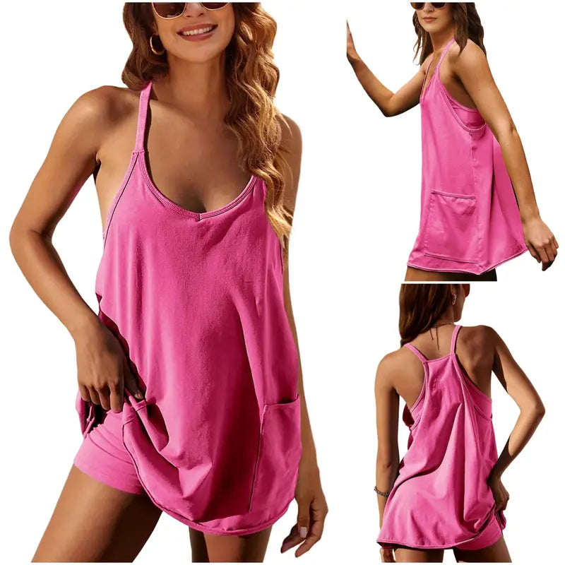 Curve-Friendly 2-in-1Lounge Romper Dress