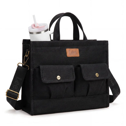 Lee work tote bag, message bag, with multiple pockets, very practical, large capacity, can hold an iPad and a 13-inch laptop, suitable for use at work or school.