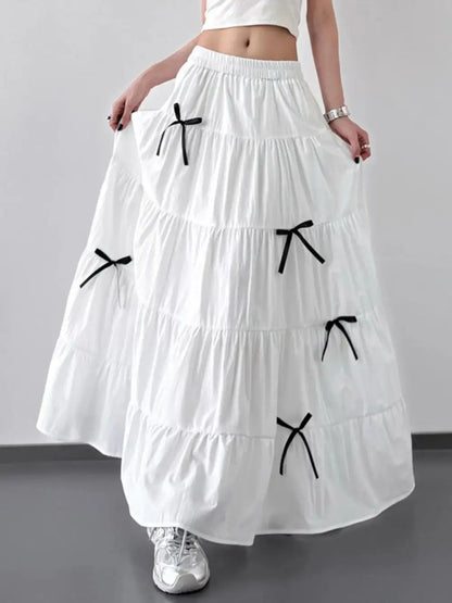 Plain Ruched Tiered Skirt