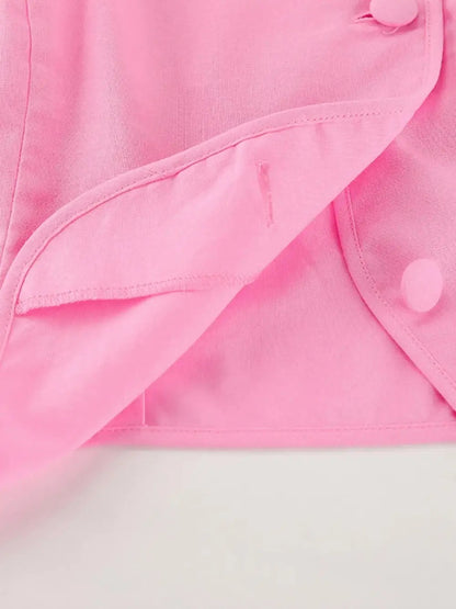 Easygoing Button Front Short Sleeve Coordinated Shorts