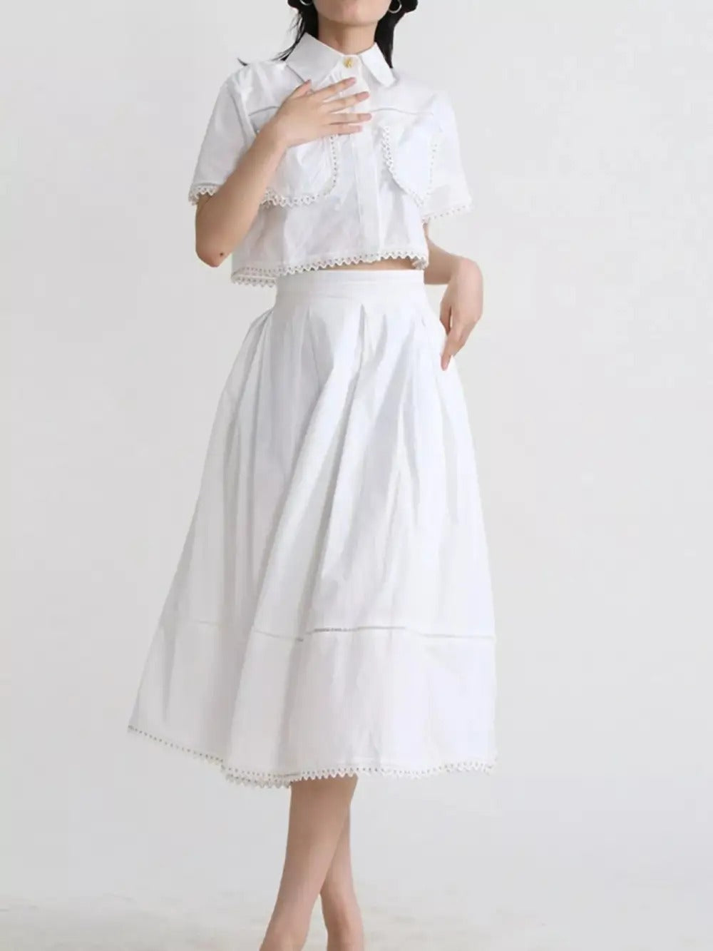 Comfort Button Front Short Sleeve Coordinated Shorts