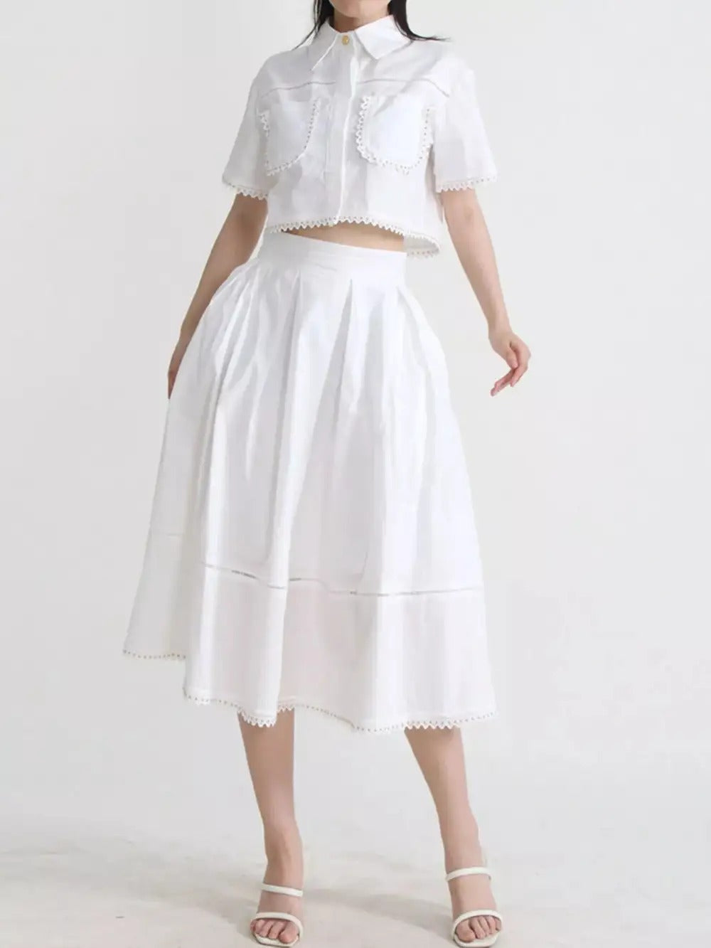 Comfort Button Front Short Sleeve Coordinated Shorts