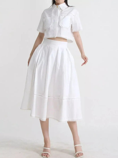 Comfort Button Front Short Sleeve Coordinated Shorts