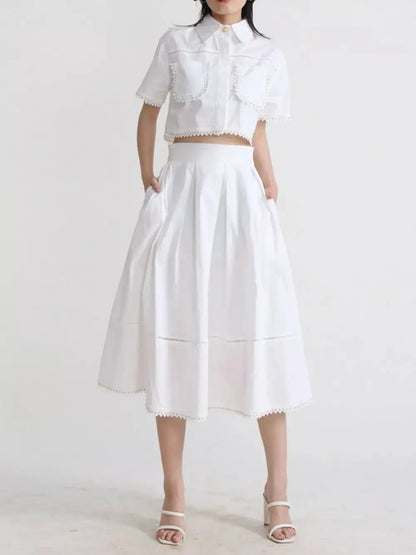 Comfort Button Front Short Sleeve Coordinated Shorts