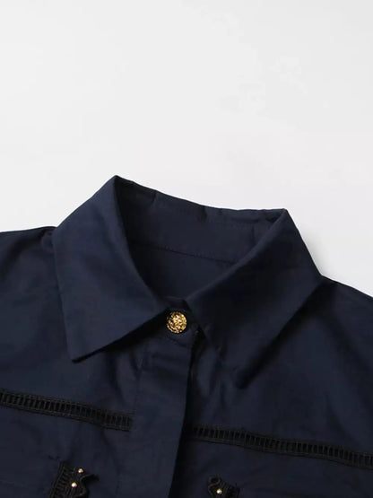 Comfort Button Front Short Sleeve Coordinated Shorts
