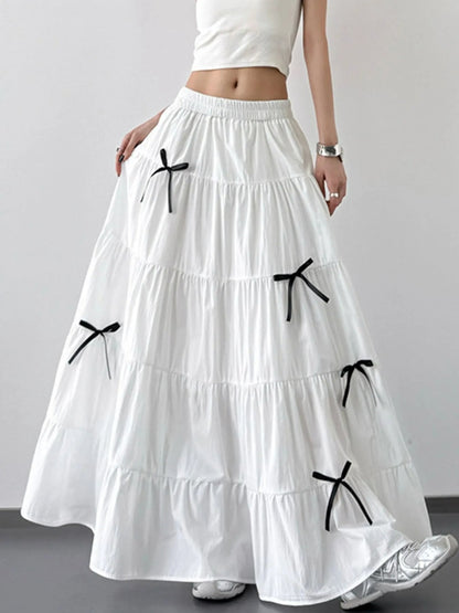 Plain Ruched Tiered Skirt