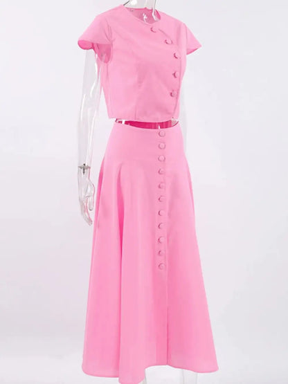 Easygoing Button Front Short Sleeve Coordinated Shorts