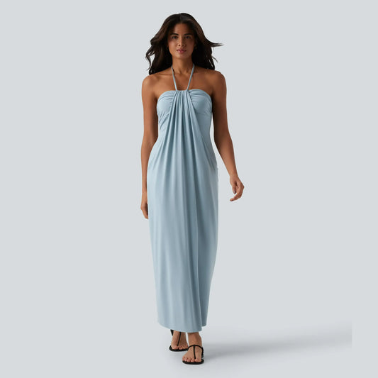 【Creator’s Pick】Halara Halter Tie Back Maxi Dress with Pockets