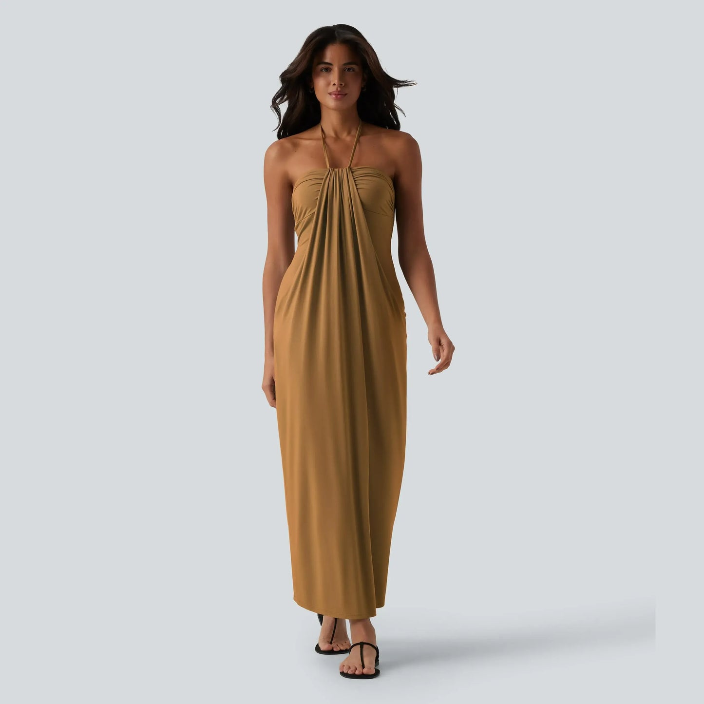 【Creator’s Pick】Halara Halter Tie Back Maxi Dress with Pockets