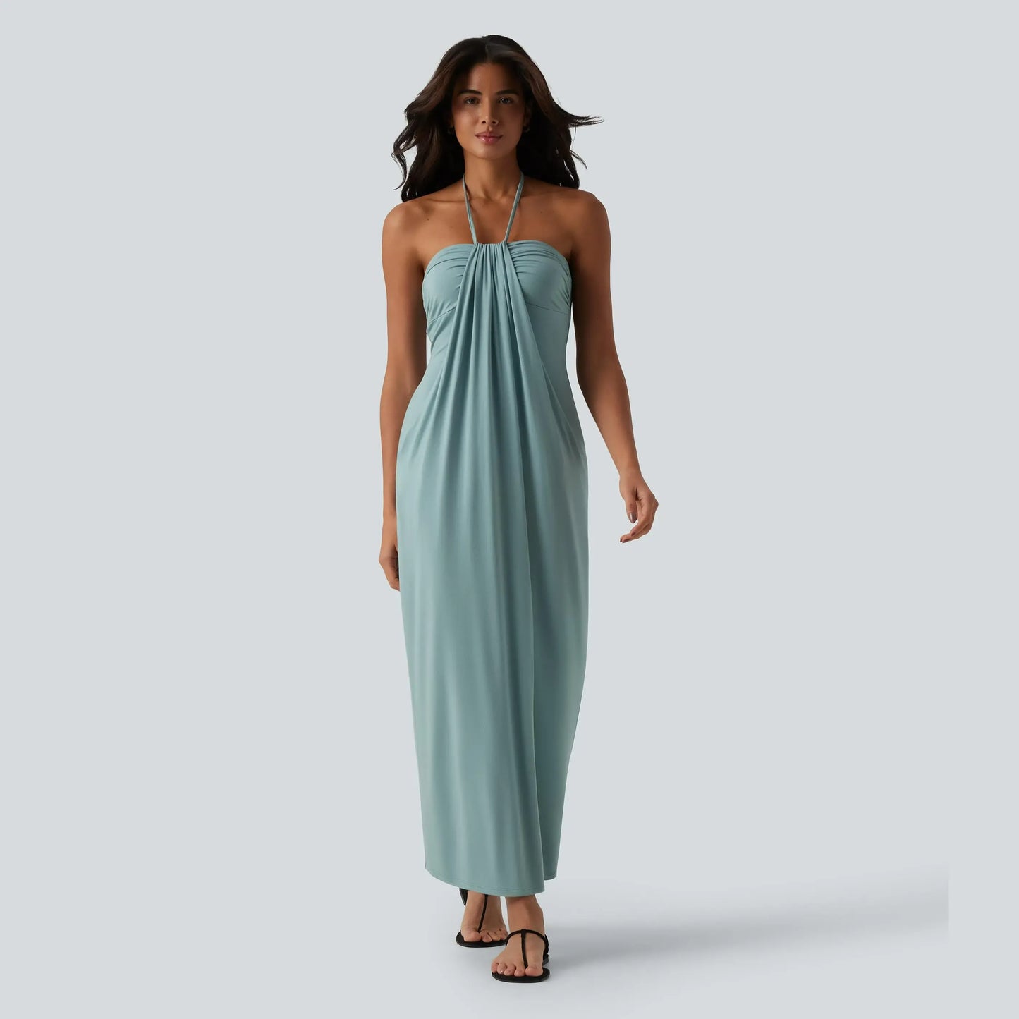【Creator’s Pick】Halara Halter Tie Back Maxi Dress with Pockets