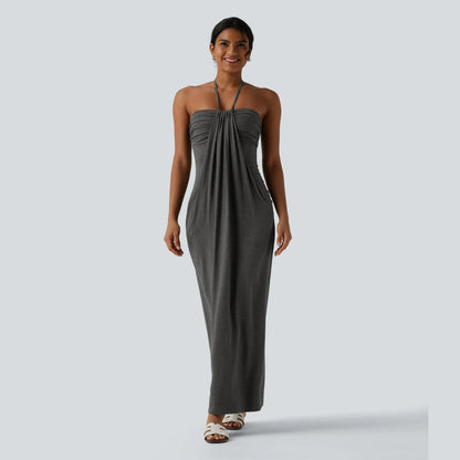 【Creator’s Pick】Halara Halter Tie Back Maxi Dress with Pockets