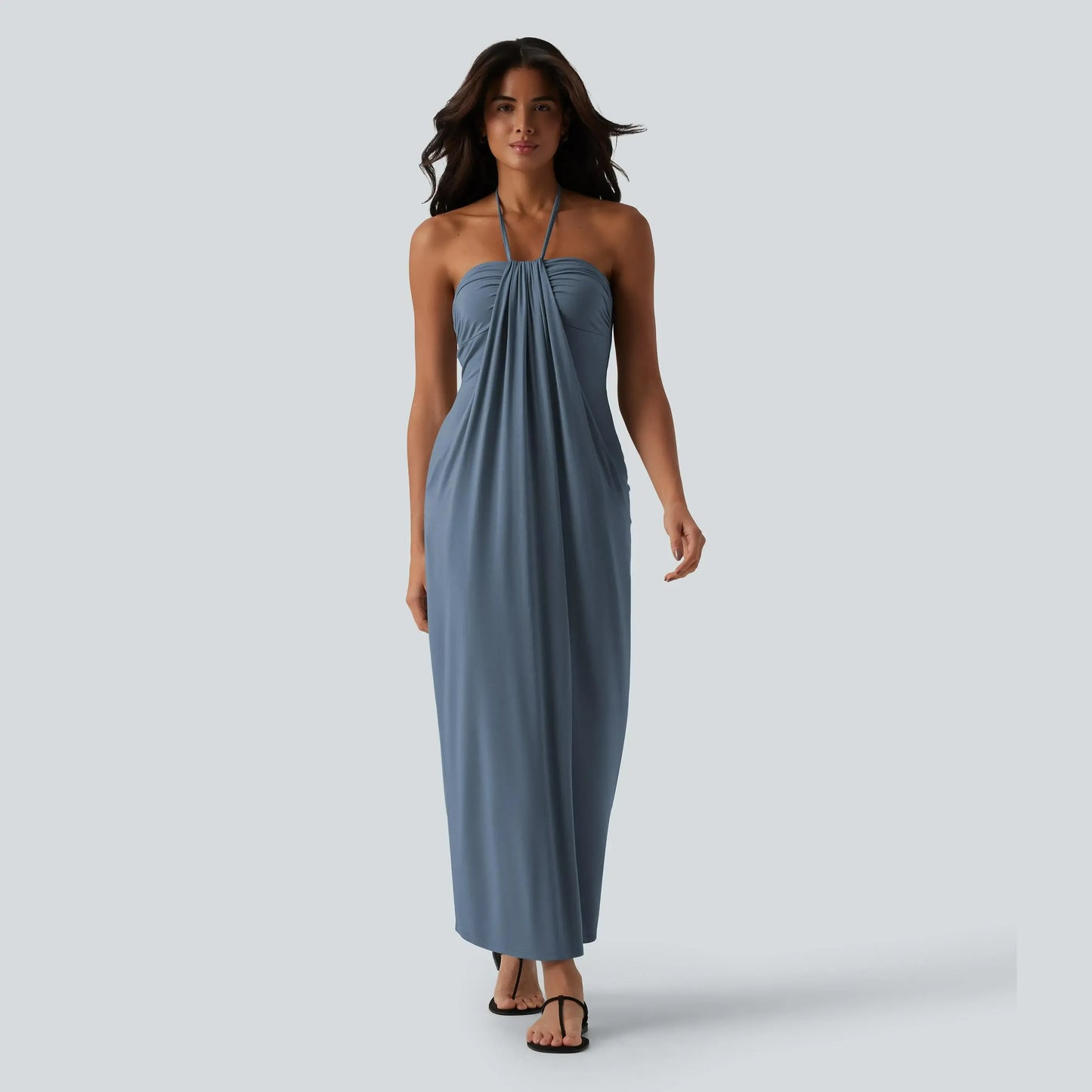 【Creator’s Pick】Halara Halter Tie Back Maxi Dress with Pockets