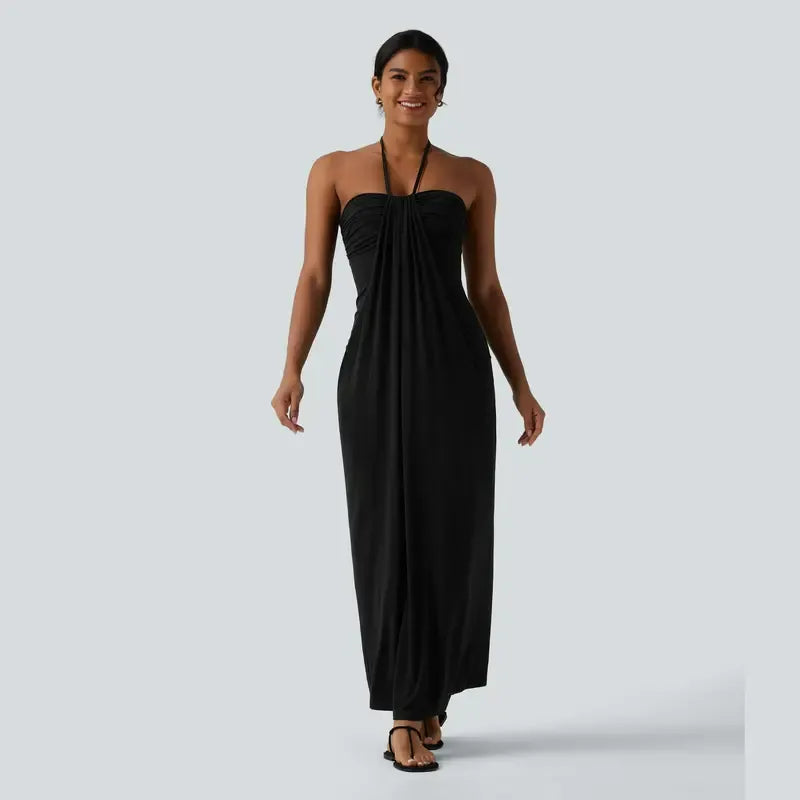 【Creator’s Pick】Halara Halter Tie Back Maxi Dress with Pockets