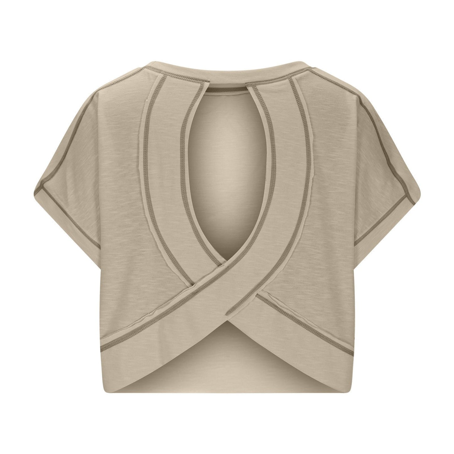 AWomen's Open BackCrop Top - OversizedStretch Tee for Yoga &Street