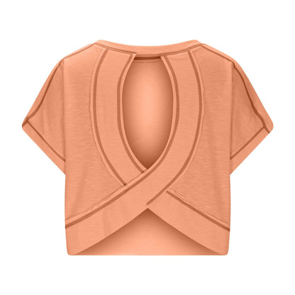 AWomen's Open BackCrop Top - OversizedStretch Tee for Yoga &Street