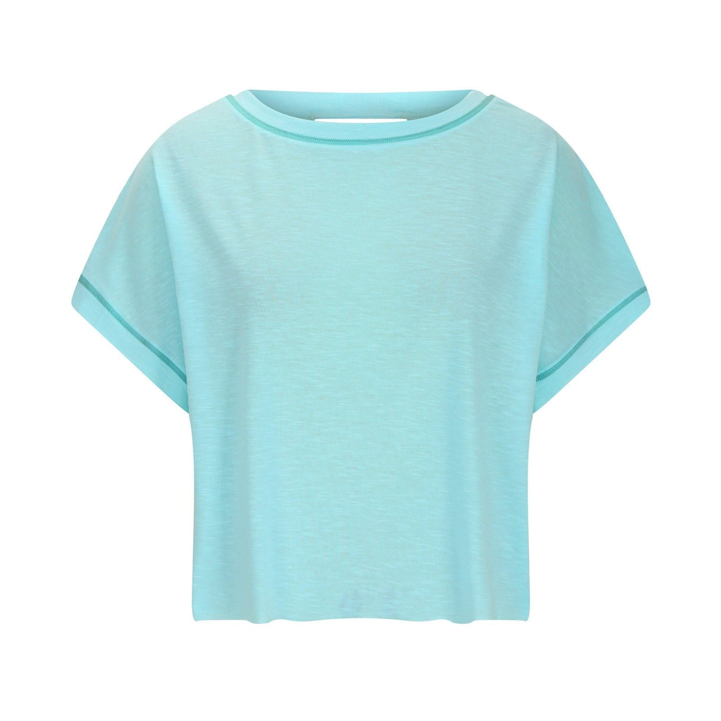 AWomen's Open BackCrop Top - OversizedStretch Tee for Yoga &Street