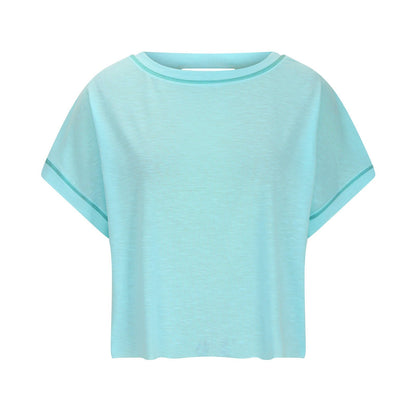 AWomen's Open BackCrop Top - OversizedStretch Tee for Yoga &Street
