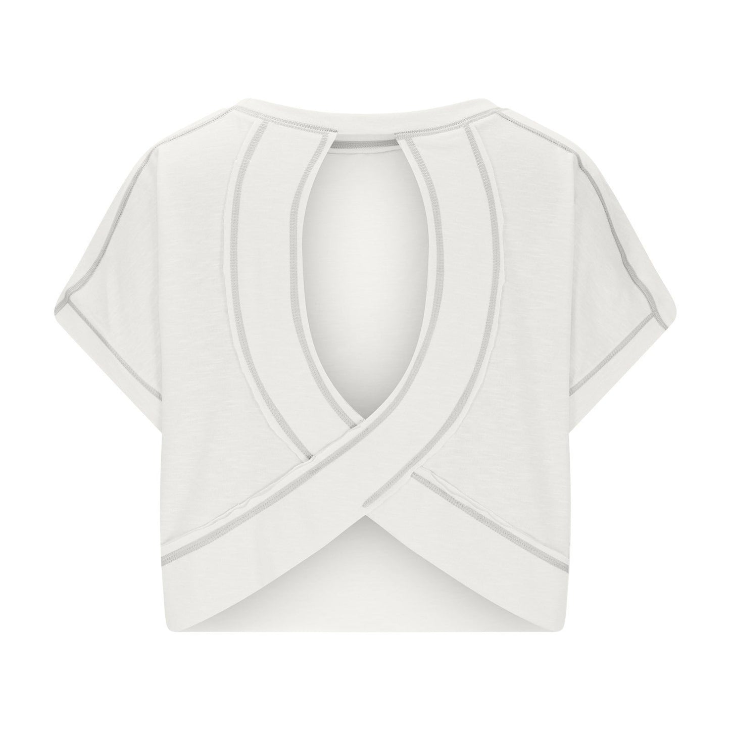AWomen's Open BackCrop Top - OversizedStretch Tee for Yoga &Street