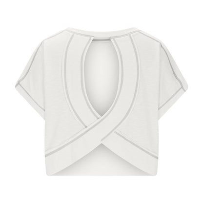AWomen's Open BackCrop Top - OversizedStretch Tee for Yoga &Street