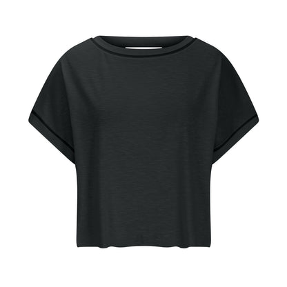AWomen's Open BackCrop Top - OversizedStretch Tee for Yoga &Street