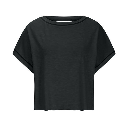 AWomen's Open BackCrop Top - OversizedStretch Tee for Yoga &Street