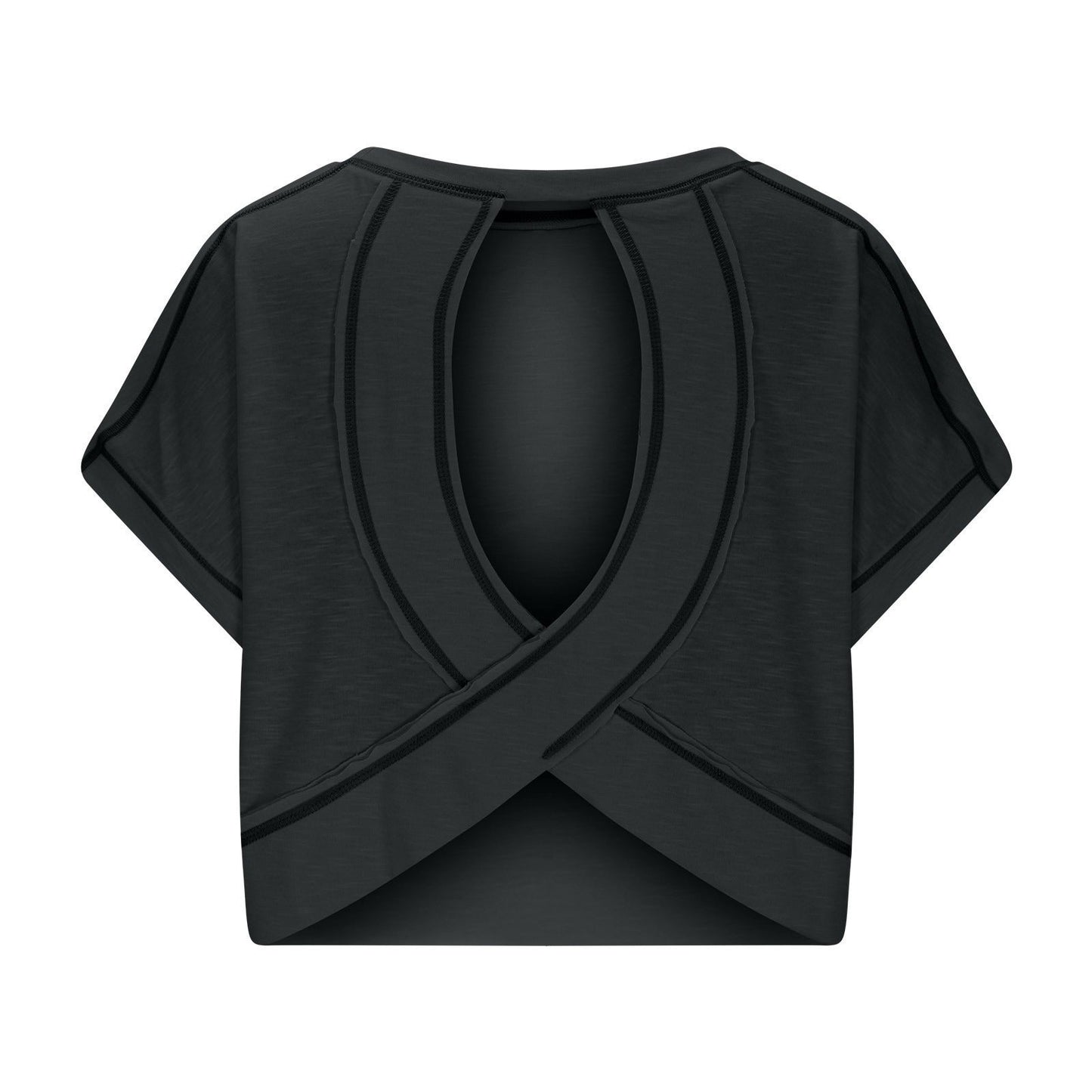 AWomen's Open BackCrop Top - OversizedStretch Tee for Yoga &Street