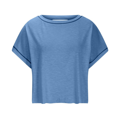 AWomen's Open BackCrop Top - OversizedStretch Tee for Yoga &Street