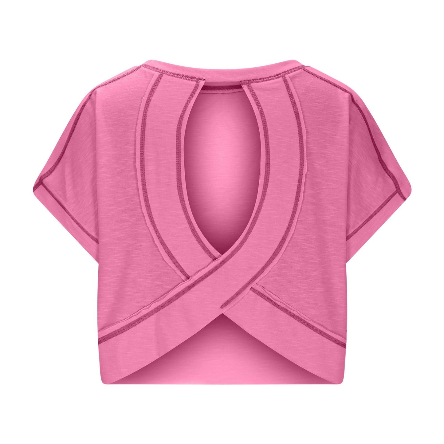 AWomen's Open BackCrop Top - OversizedStretch Tee for Yoga &Street