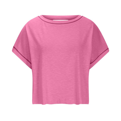 AWomen's Open BackCrop Top - OversizedStretch Tee for Yoga &Street